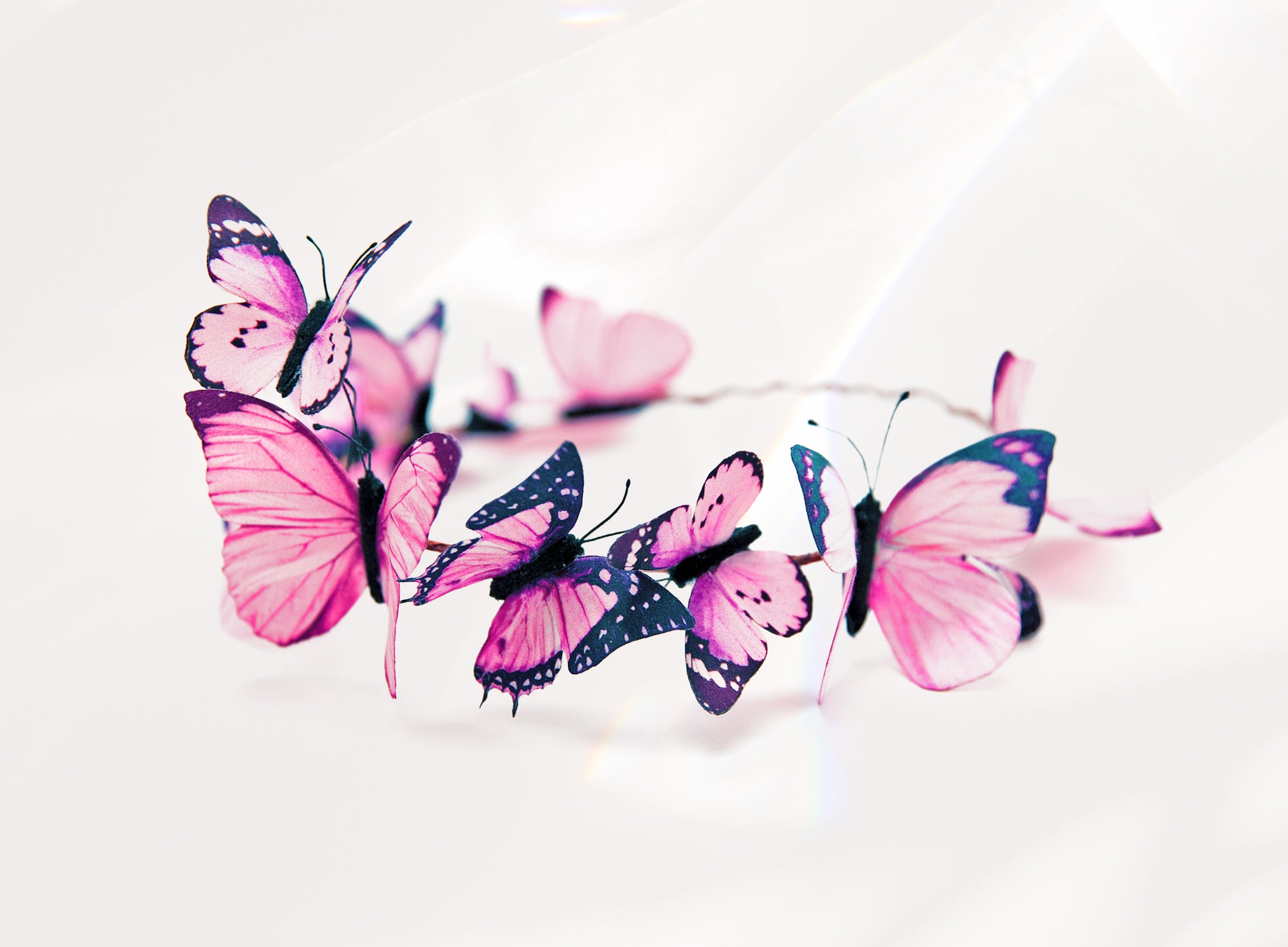Pink Velvet Butterfly Crown